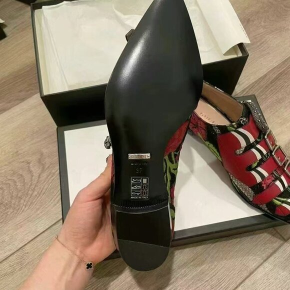 NIB Authentic Gucci Susan Kingsnake Floral Brocade Jacquard Oxfords - Picture 4 of 4